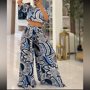 Stylish Blue and White Women's Jumpsuit